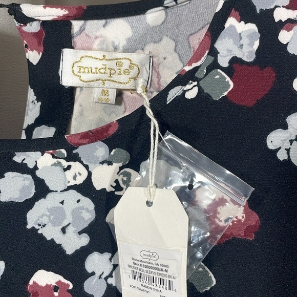 Mud Pie Black Floral Dress bell sleeves - Picture 4 of 5